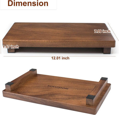 kulusion Counter 12 7 1.57'') Walnut Wooden Pedestal Stand, Farmhouse Wood Tray for Kitchen Bathroom Decor, Rustic