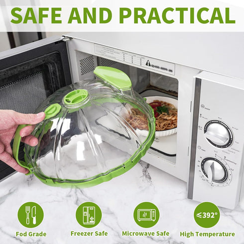 Microwave Splatter Cover for Food Guard - Microwave Cover with Water Steamer 10 Inch Plate Covers - Upgraded Kitchen Gadgets and Accessories - House Essentials for Kitchen by Clelifove