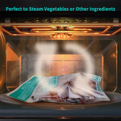 Microwave Steamer Bags 15 Pack for Vegetables, Potatoes, Meat, 7.9 X 8.7 Inches