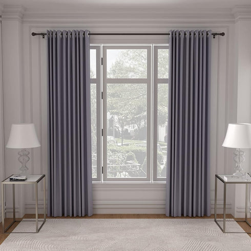 Brown Curtain Rods for Window 32 to 78, 5/8 inch Splicing Single Window Curtain Rod Set with Brackets