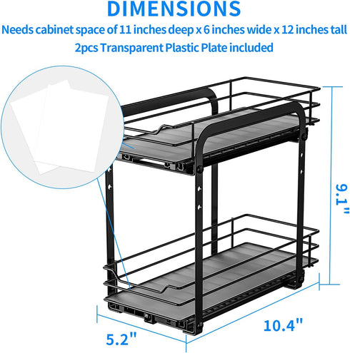 RCHYFEED Spice Organization for Cabinet, 2 Tier Pull Out Spice Rack for Seasoning Organizer, Height Adjustable Heavy