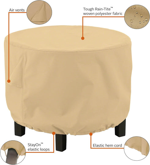 24 Inch Classic Accessories Terrazzo Water-Resistant Round Ottoman/Coffee Table Cover, Outdoor Table Cover