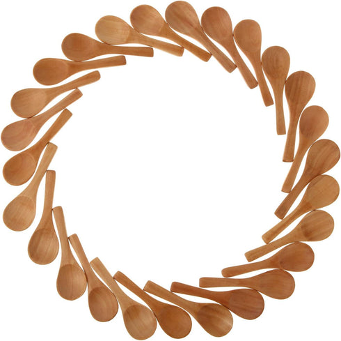 Boao 50 Pcs Small Wooden Spoons, 3.5'' L, Mini Natural Tiny Spoons for Jars, Sugar, Creamer, Honey, Kitchen Supplies