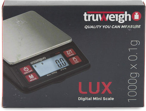 LUX Digital Mini Scale (1000g x 0.1g, Black/Red) - Portable Food Scale for Meal Prep and Coffee