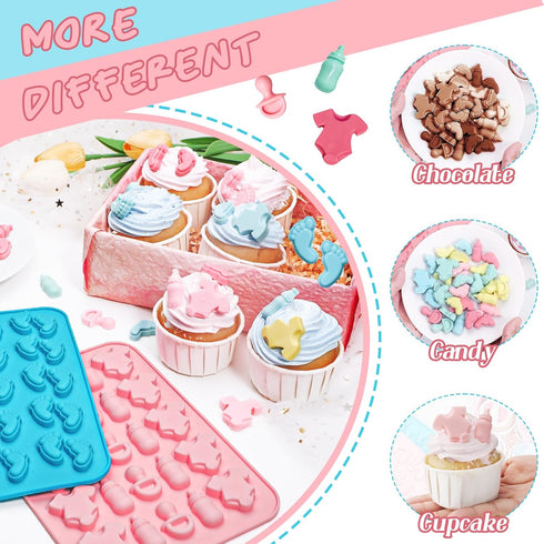 Gummy Webake Baby Feet Mold Baby Onesie Baby Bottle Pacifier Molds, Bite Size Silicone Chocolate Candy Molds Mould