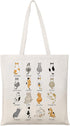 Louise Maelys Canvas Tote Bag for Women Cute Cat Aesthetic Cotton School Shopping Beach Grocery reusable tote bag