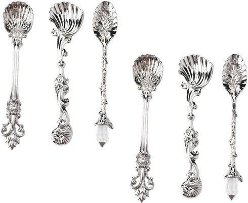 6PCS Vintage Carved Coffee Spoons, Tiny Espresso Spoons, Creative Tableware Mixing Spoons for Coffee Bar