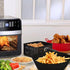 Air Fryer Silicone Pot, Silicone Basket Bowl for 3 to 5 Qt Air Fryer Oven, Reusable Baking Tray (Red+Black)