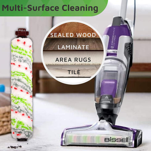 Replacement Parts for BISSELL CrossWave PET PRO Vacuum Cleaner, 3 Pet Brush Rolls & 3 Filters