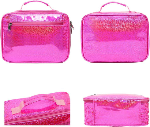 FlowFly Kids Lunch Box, Insulated Soft Bag Mini Cooler Thermal Meal Tote Kit for Girls, Boys, Pink