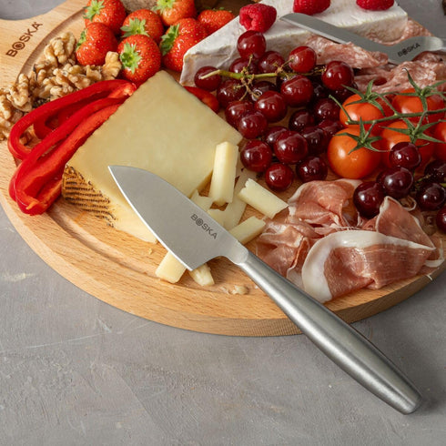 BOSKA Copenhagen Stainless Steel Cheese Knife Set, 3 Pieces, Multi-Functional Handheld Slicer, Silver Non-Stick
