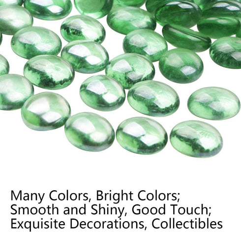 YIYA Green Flat Marble Decorative Beads, Glass Gems for Home Decoration, Vase Filler, Fish Tank Bottom Decoration