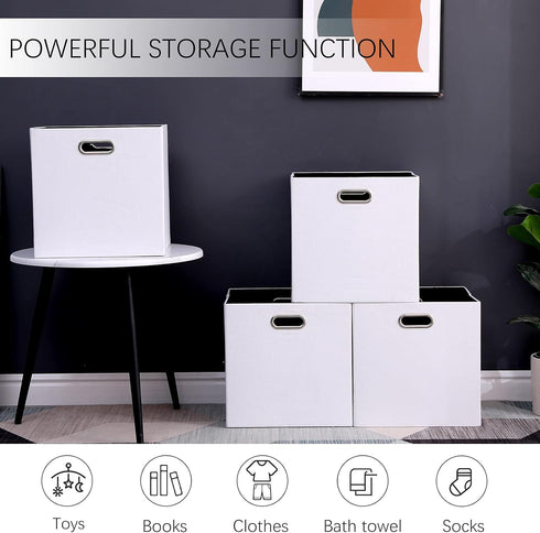 Cube Storage Bins 13×13 Polyester Foldable Box, Set of 4 Large Capacity Organization Baskets for Closet Shelf, Cabinet,