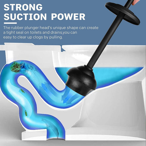 Toilet Plunger with Holder for Bathroom, Powerful Efficient Suction Cup, Heavy Duty Deep Cleaning Tool