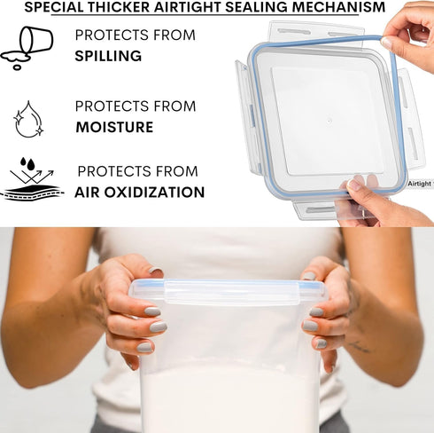 WHITE FEATHER SUPPLIES 4 PC Large Airtight Food Storage Containers with Lids, BPA Free Plastic for Kitchen & Pantry