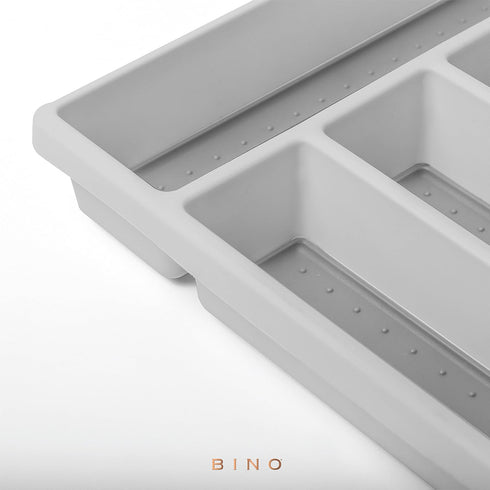 BINO 5-Slot Silverware Organizer, Small Frosted Cutlery Tray for Drawer, BPA-Free Plastic with Soft-Grip Lining