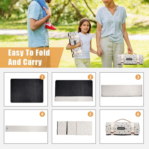 78"x57" Extra Large Picnic Outdoor Blankets with Carry Strap, Oversized Waterproof & Sand Proof Portable Camping Mat