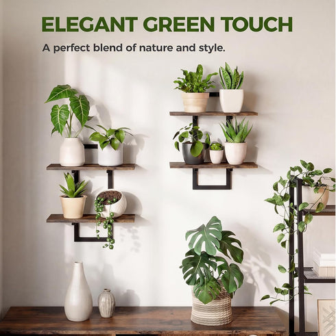 2-Pack Bamworld Floating Shelves for Wall Planters for Indoor Plants Hanging Shelves Plant Holder Wall Decor Plant