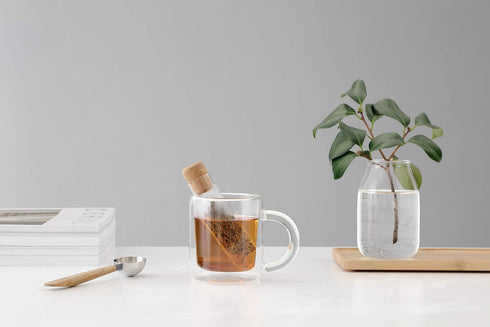 VIVA Travel Glass Tea Infuser Tube with Cork Lid for Brewing Tea On The Go