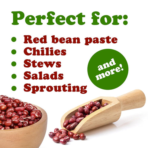 4 Food to Live - Adzuki Beans, Pounds Whole Dried Azuki Beans (Red Mung Beans), Raw, Vegan, Kosher, Sproutable, Bulk.