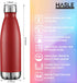 HASLE OUTFITTERS 17oz Stainless Steel Water Bottles - Bulk Vacuum Insulated, Double Walled, Red, 4 Packs