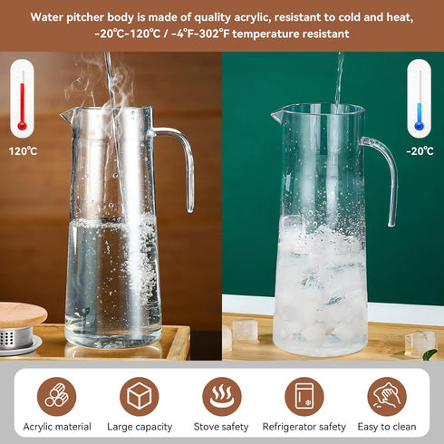 40 Oz Milk(1PCS, Acrylic Water Pitcher with Lid, Small Plastic Transparent Iced Tea Water Jug Drink Pitcher Beverage