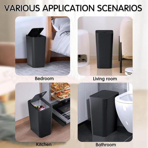 2.65Gallon/10 75 Kitchens(2 Pack) Liter Push-StyleTrash Can with Trash Bags. Combines pet-Proof, Odor-Proof, and Quiet