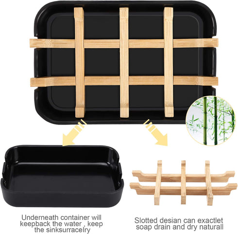 Bamboo Wooden Soap Dishes for Shower with Drainage for Bathroom Bar Soap Holder Soap Holder Sink Deck Bathtub Shower