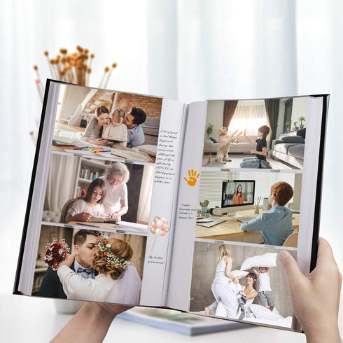 Photo Album for 4x6 Photos - Holds 402 Pockets with Memo Slip-in Pockets - Leather Cover Picture Book for Wedding