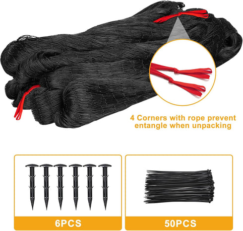 25'x25' 2.4" BSTPCOO Bird Net with Square Mesh Bird Netting for Chicken Coop Roof, Poultry Netting Heavy Duty Nylon