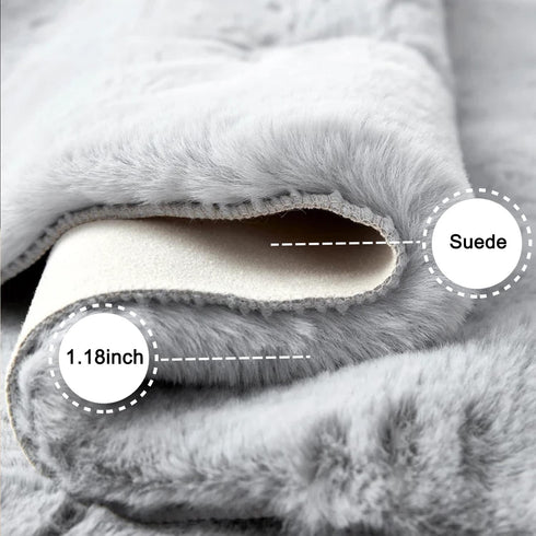 2x6 Ghouse Soft Faux Sheepskin Fur Rug Runner Rug Grey Fluffy Bedside Plush Shag Nursery Carpet Area Rugs for Living