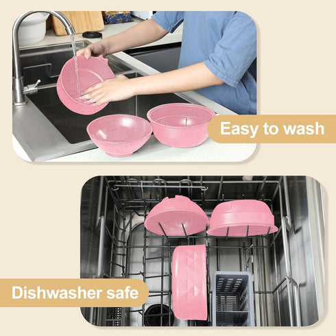 Microwave Ramen Cooker, Ramen Bowl with Chopsticks and Spoon for Office College Dorm Room, Dishwasher-Safe, Pink
