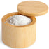 Pniimoo Salt Holder with Lid, Bamboo Salt Container, Salt Cellar with 360 Swivel