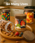 8 Pack 16oz 10oz and Overnight Oats Containers with Lids, Glass Mason Jars with Acacia Wood Airtight Lids, Wide Mouth