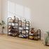3-Tier Closet, 6 Shoe Rack, Heavy-Duty Metal Grid, Rustic Wooden Top & Guardrails - for Entryway, Bathroom (Holds