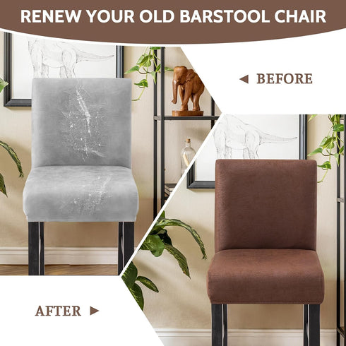 Set 4, FUANGUI Bar Stool Covers of Stretch Removable Bar Stool Seat Covers with Backs Slipcovers, Bar Chair Covers