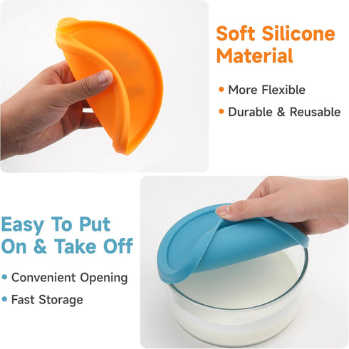 2 Packs 1-Quart Silicone Replacement Bowl Lids for Ultimate Glass Yogurt Containers, Reusable Yogurt Bowl Covers