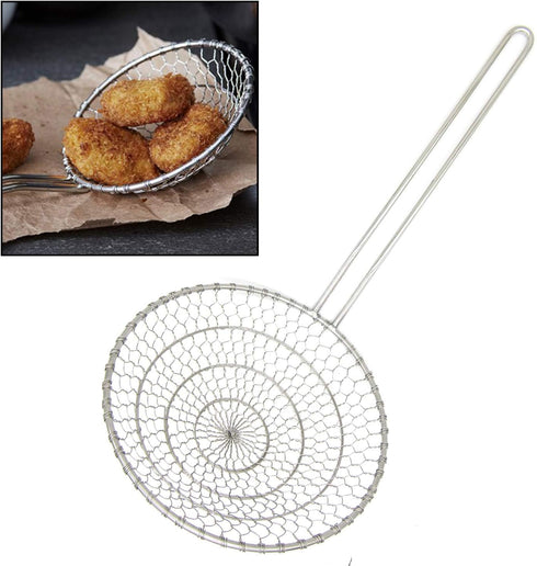 Hicook Stainless Steel Kitchen Spider Strainer Skimmer Ladle for Pasta, 7 inches