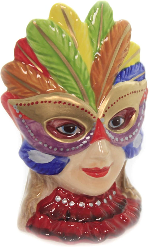 Clown and Girl Wearing a Mask Ceramic Salt and Pepper Shakers Set