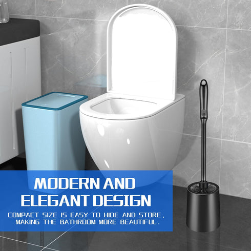 AONEZ Set, 2 Pack Toilet Brush and Holder Long-Handle Toilet Brush, Non-Slip Grip, Nylon Bristles, Deep Cleaning