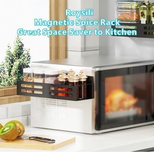 4 Pack Magnetic Spice Rack for Refrigerator Magnetic Fridge Shelf for Kitchen Magnetic Shelves for Fridge Black