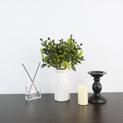 5-Piece Faux Berry Stems for Home Decor - Green Spray Branches