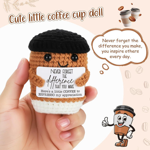 Hweijm Handmade Coffee Crochet Teacher Gift, Teacher Appreciation Thank You Present for Birthday Christmas Teacher