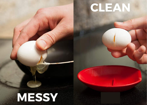 Crack'em Egg Cracker & Spoon Rest (Cobalt Blue) - Perfectly Cracks Eggs & Contains Messes, Easy to Use