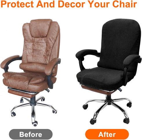 SUNJOYCO Computer Office Chair Covers Set, Water Resistant Stretchable Slipcovers with Armrest Covers