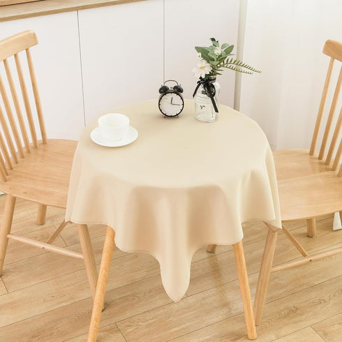 2 Pack 36X36 Inch Small Square Table Cloth Beige Washable Fabric Tablecloth Polyester Solid Tables Cover for Night