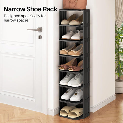 Closet, 5 Closet Shoe Racks for Tiers Stackable Shoe Rack for Front Door Entrance Free Standing Plastic Shoe Stand