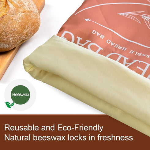 2-Pack, Bread Bags for Homemade, Beeswax Reusable Bread Bag for Sourdough XL-Reusable Waxed Food Storage Bag to Keep