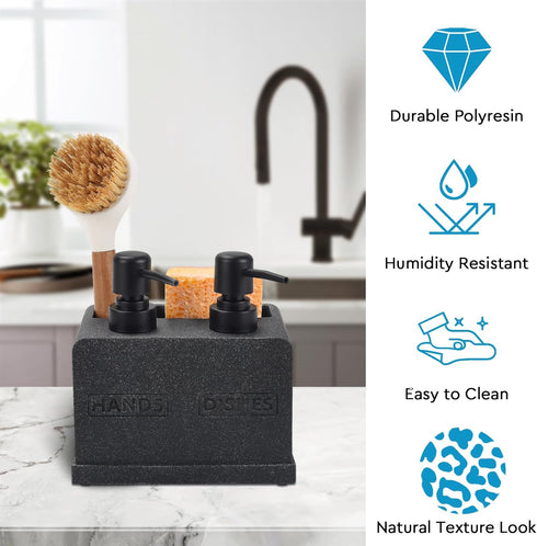 Set,Hand 4-in-1 Set Kitchen Soap Dispenser and Dish Soap Dispenser,Sponge Caddy and Brush Holder Kitchen Dual Soap