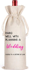 LANBAIHE Linen Wedding Wine Gift Bag - Reusable Gift for Bride and Groom, Perfect for Wedding Couples